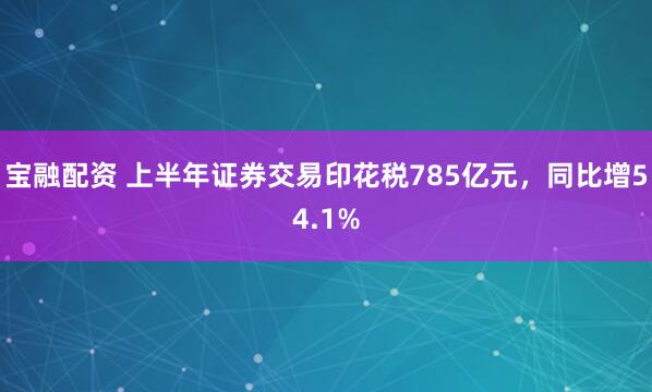 宝融配资 上半年证券交易印花税785亿元，同比增54.1%